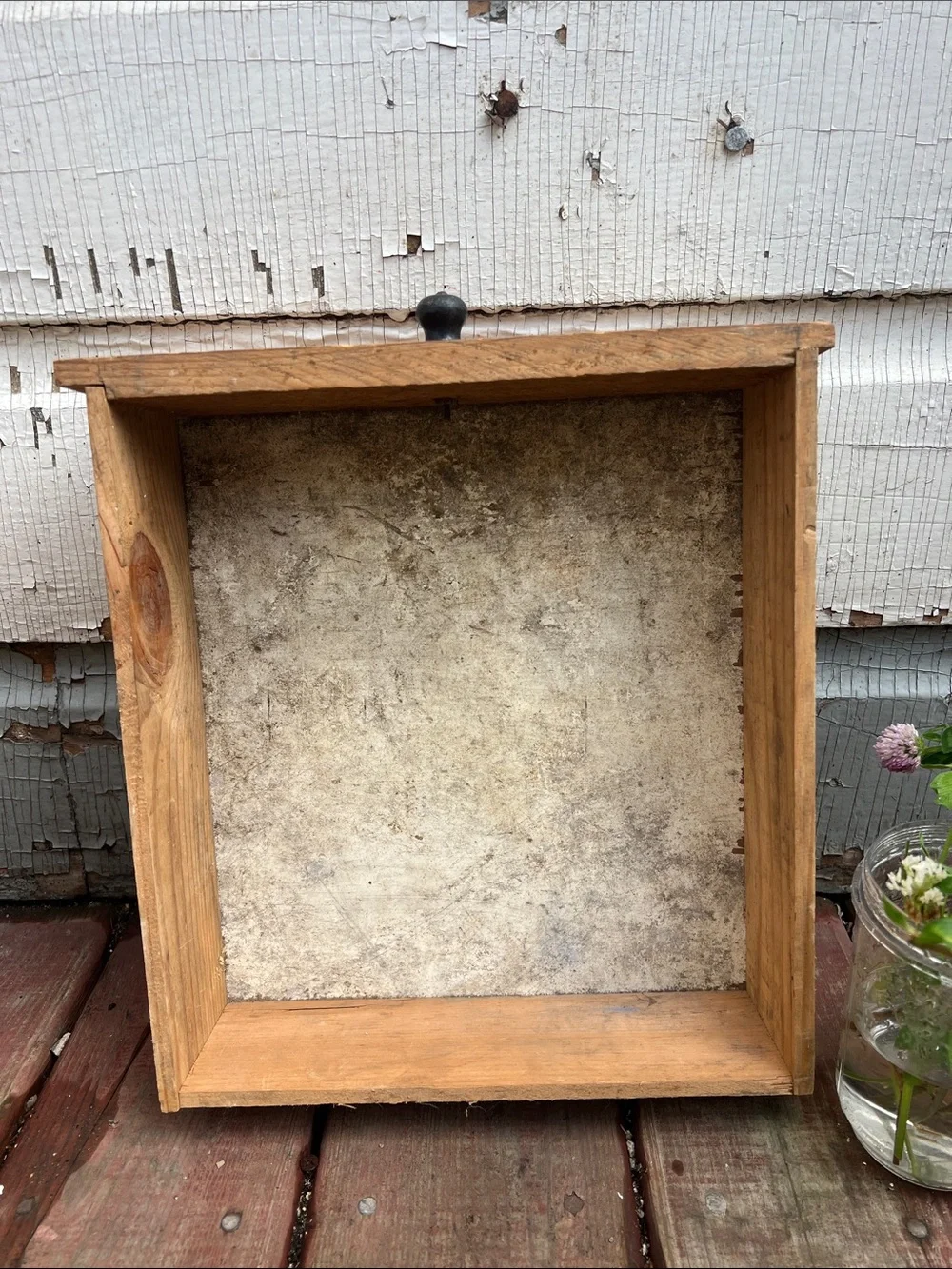 Rustic Wooden Shadow Box Shelf - Natural Wood